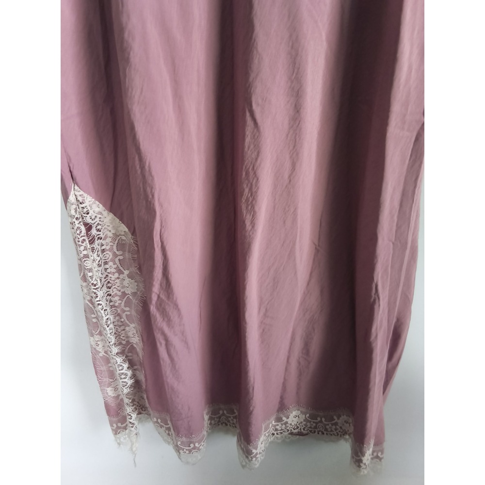 New Gap Slip Dress Large Lace Trim Maxi Muted Pink Lingerie Style Romantic Femme - Picture 7 of 8